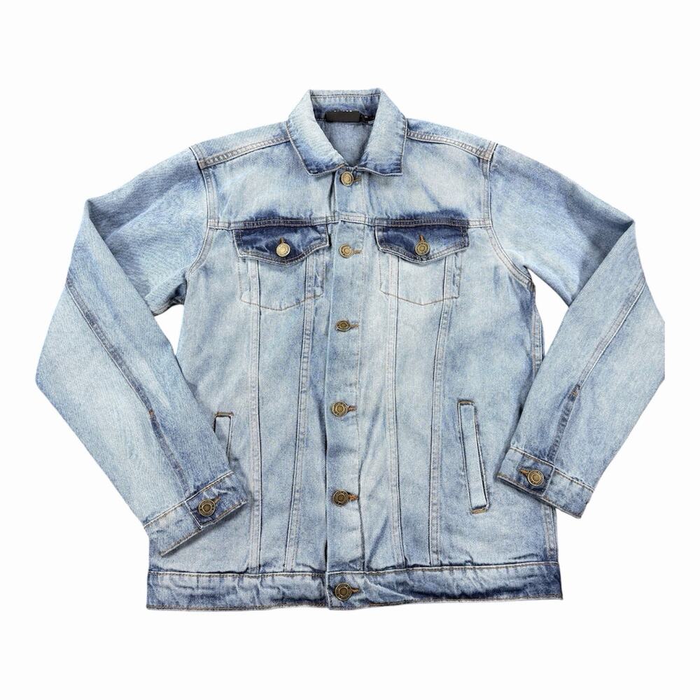 JMOJO Denim Jacket Light Wash Button Front Mens Medium